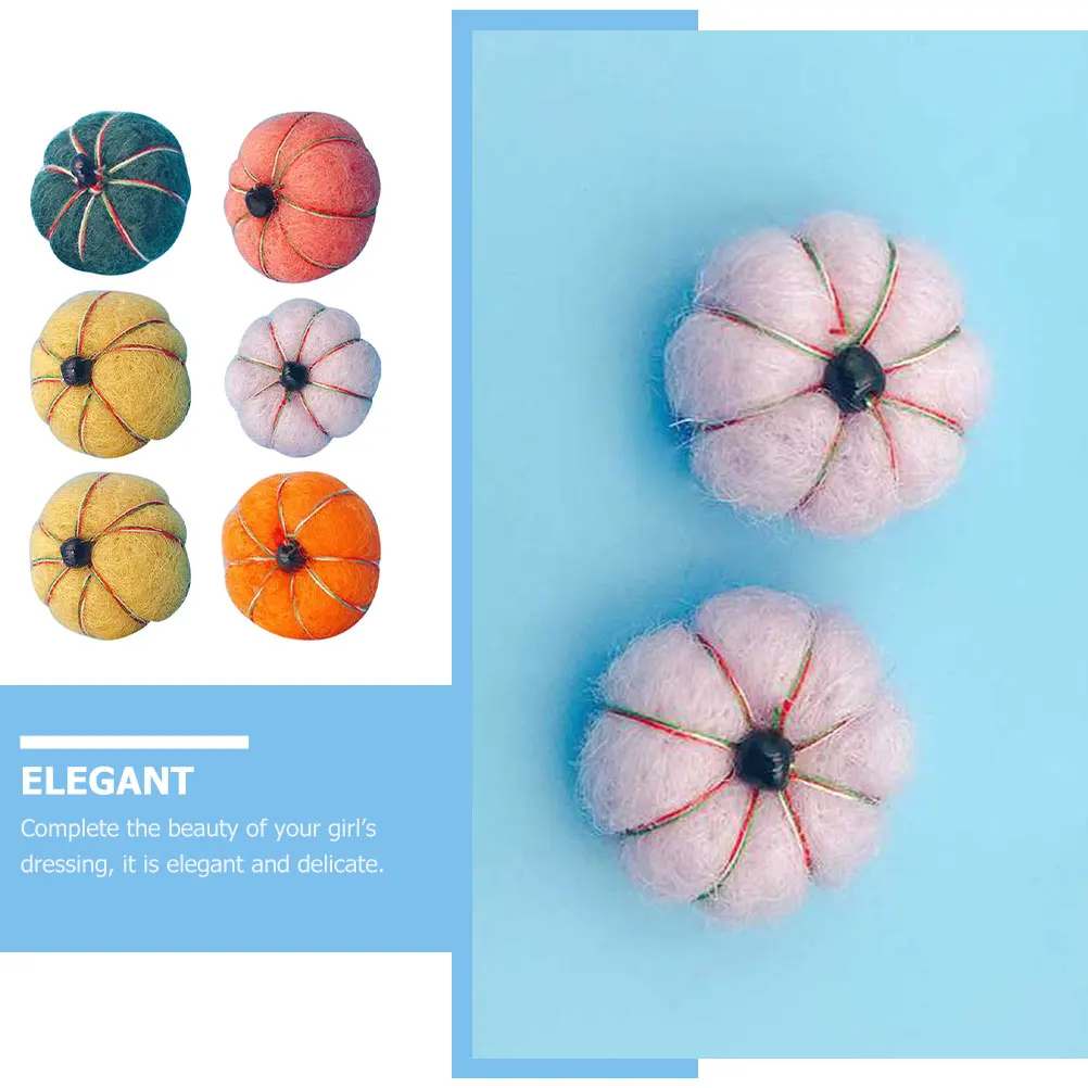 

6pcs Felt Pumpkin Hairpin Brooch Ornament Diy Craft Material Halloween Decoration Wool Felt Pumpkin Decors Diy Headdress