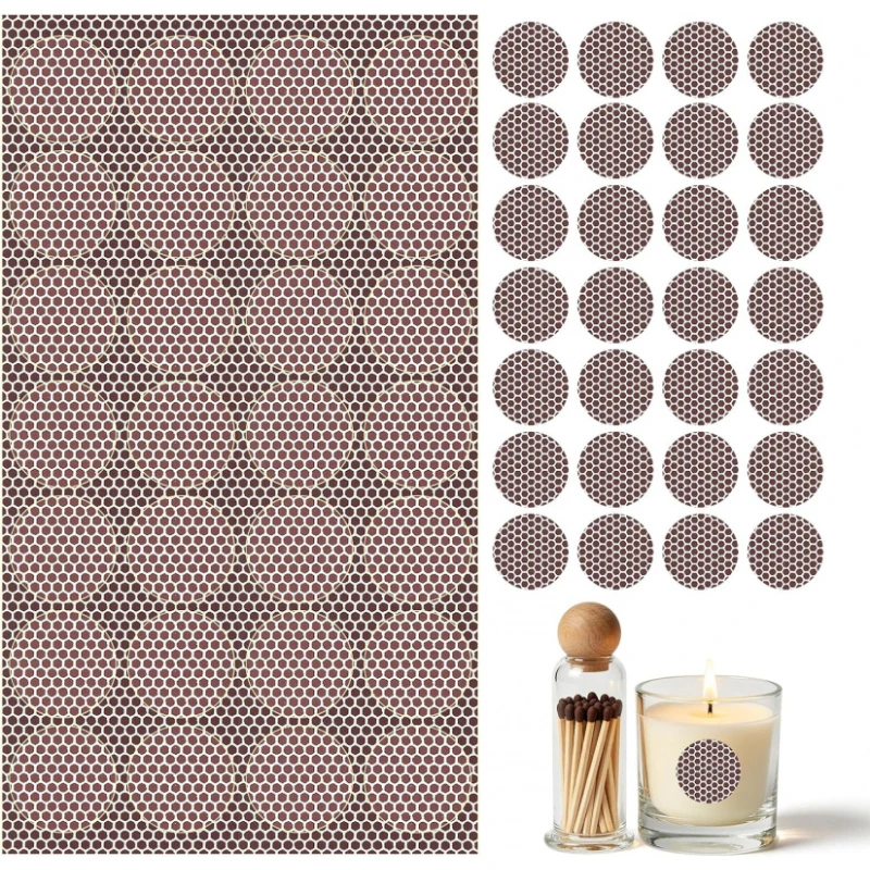 28 PCS Match Striker Stickers, Match Striker Paper with Adhesive, Ideal for Fireplace Matches (Rotundity)