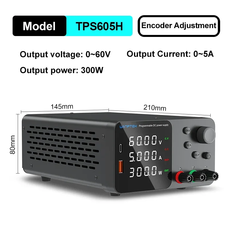 Wanptek Einstellbares DC-Netzteil 30 V 10 A LED-Labortisch-Stromquelle Stabilisierter Schalter Netzteil Spannungsregler 60 V 5 A
