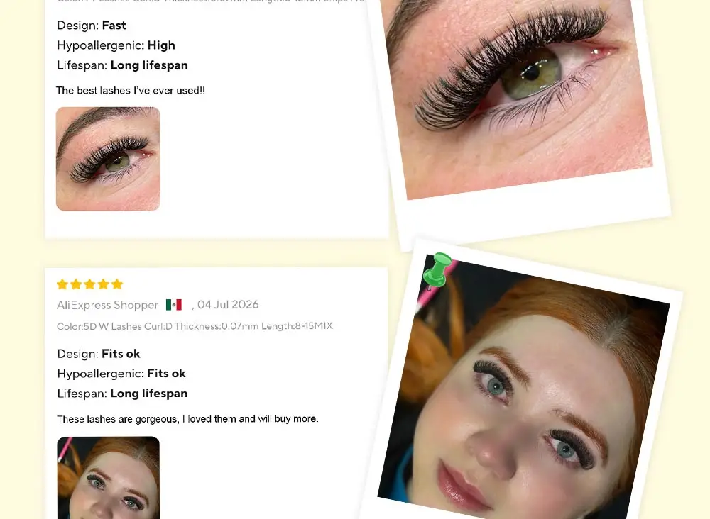 LUKATME 2 Stück Gemischte Stile YY W Wimpern + Pinzette, 4D-7D Braune Volumenfächer D/M Curl 7-15mm Großhandel Wimpernverlängerungs-Set – Detail 15