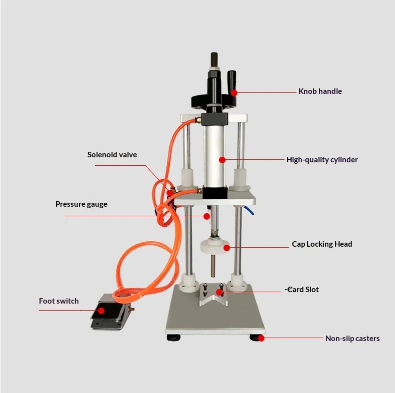 Pneumatic Capping Machine for Soy Sauce & Oil Bottles Plastic Cap Pressing & Sealing Packaging 220V One-Year Warranty