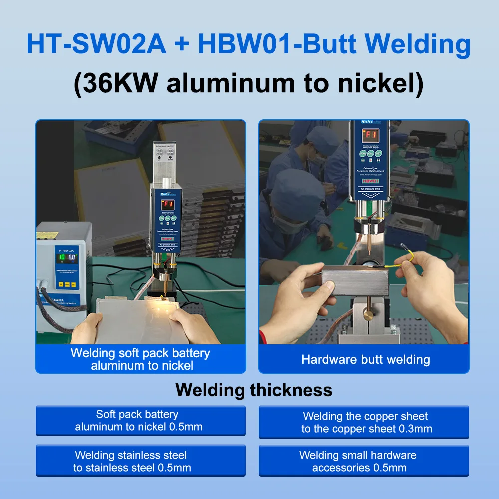 HT-SW01H HT-SW02H Battery spot welding machine/Spot welder with Pneuatic butt weld head/butt welding head/opposed weld head