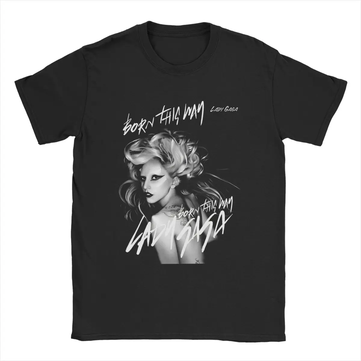 Lady Singer Rock T Shirt for Men 100% Cotton Gagas Leisure T-Shirt O Neck Y2K World Tour Tees Short Sleeve merchandise Classic