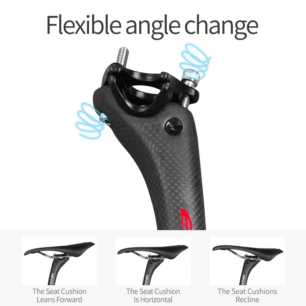 

ECIOSL Carbon Seatpost 3K for MTB Dropper Post Compatible 27.2/30.8/31.6 Diameter Options 350/400mm Offset 20mm