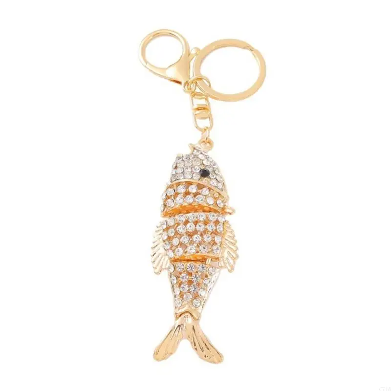 Premium Zinc Alloy Marine Life Keychain Sparkling Crystal Fish Shark Models C71A