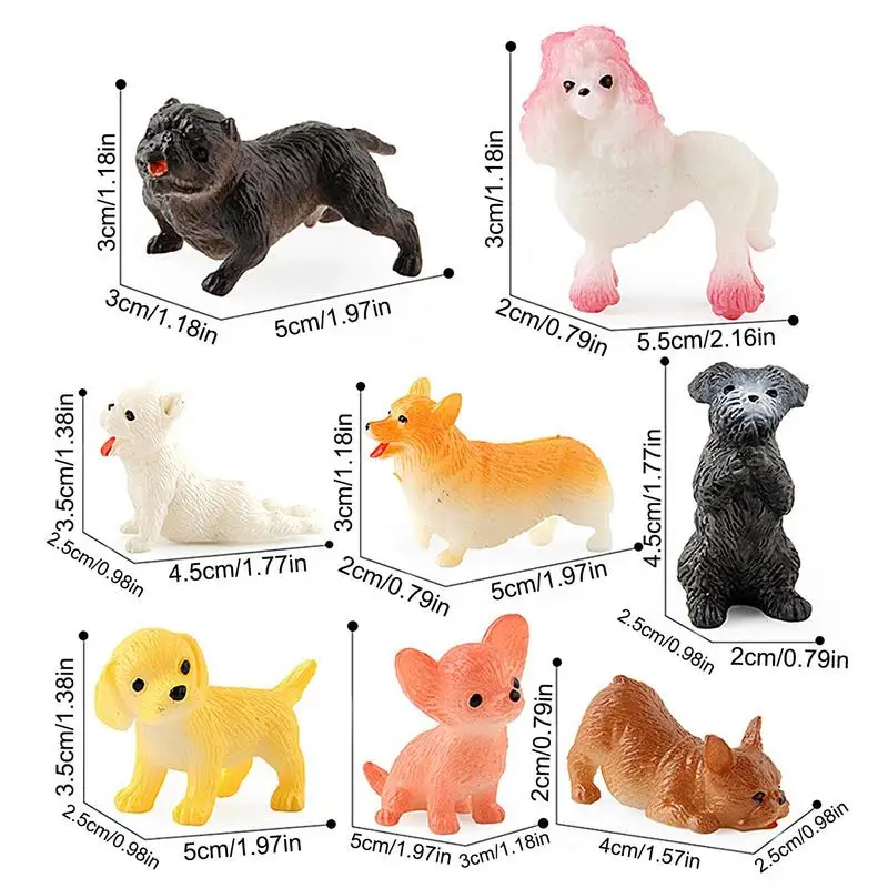 Small Dog Figurines 8 Pieces Dog Figures Realistic Toy Dog Action Figurines Dogs Animals Toy Dog Statue Educational Toy For