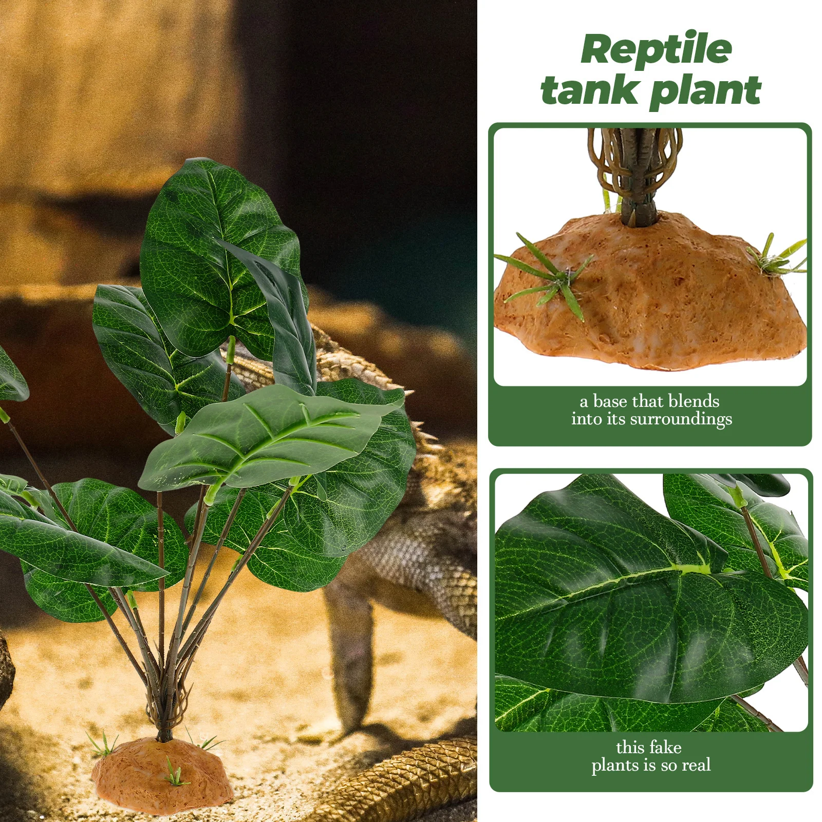 

Lifelike Reptile Plants Ornament for Terrarium Aquarium Fake Plant Decoration Natural Look Reptile Tank Landscaping Plant