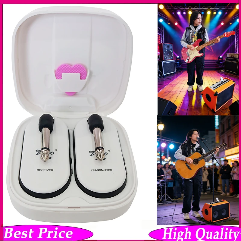 

5.8GHz Wireless Guitar System X2 – Transmitter/Receiver Set with Charging Case,Compatible with Electric/Acoustic Guitar, Bass