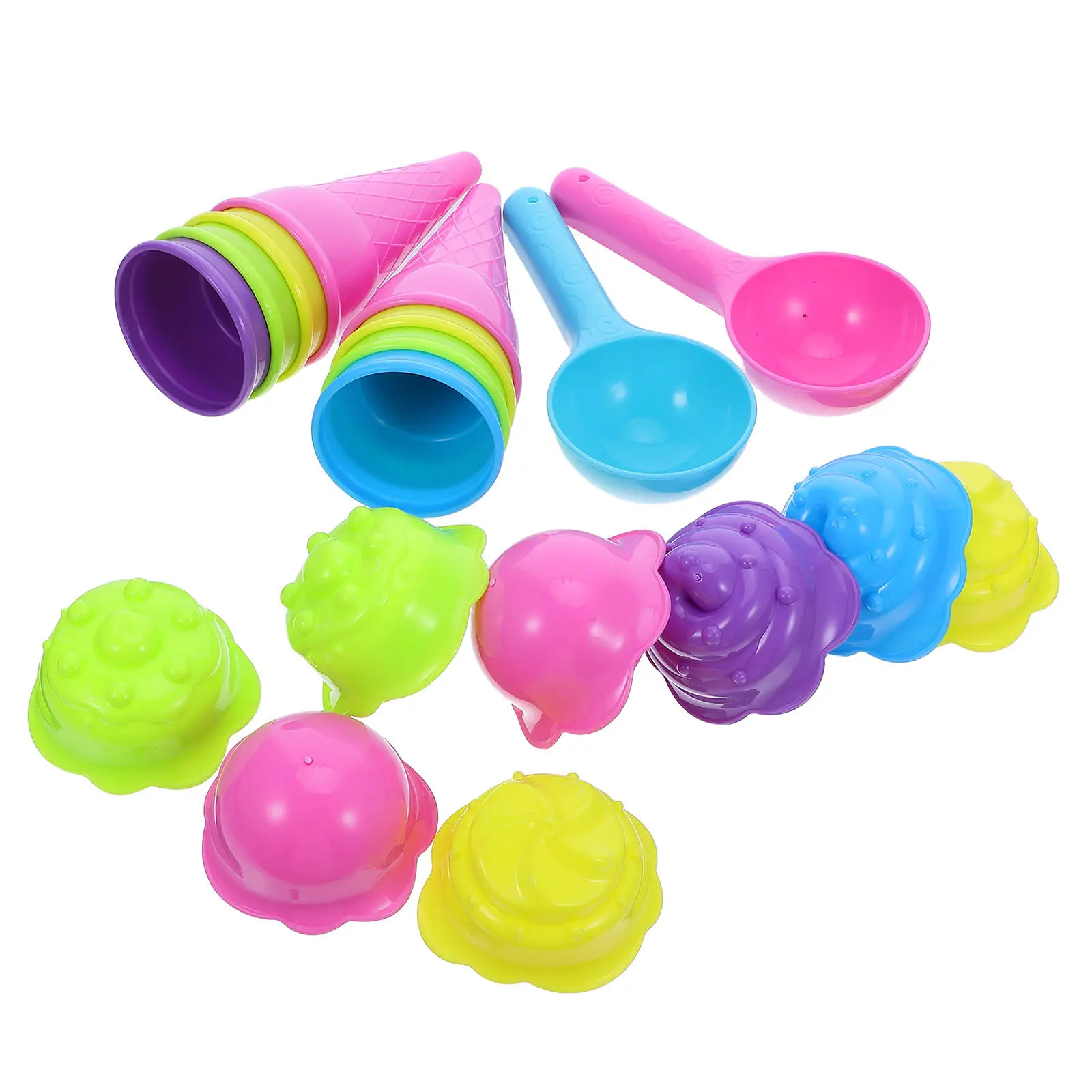 

2 набора детских форм для песка: креативный дизайн в виде рожка мороженого, для пляжа, песочницы, игр в помещении и на улице, с лопаткой для песка