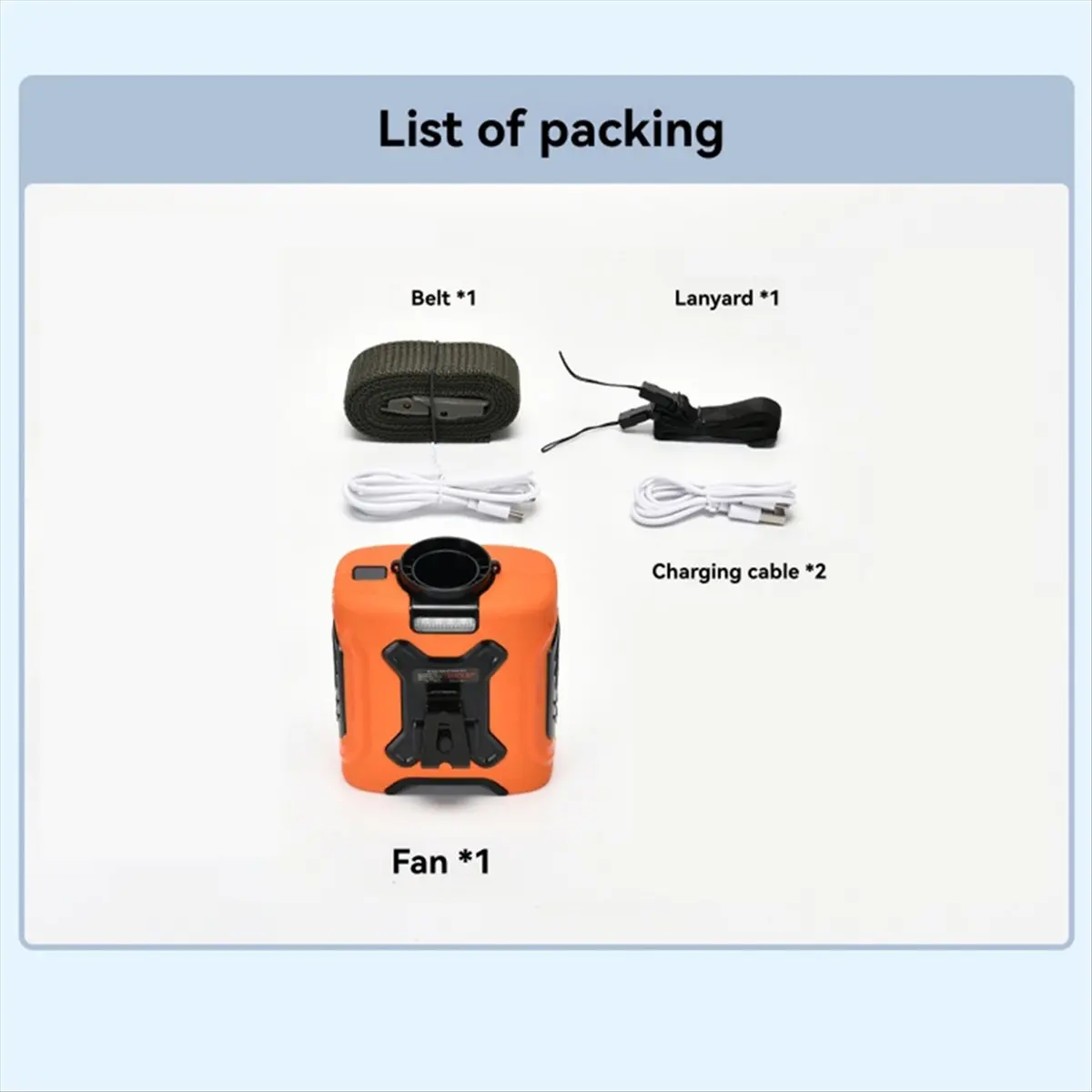 AC2279★♠◐Portable Waist Fan 10000mAh Rechargeable Neck & Clip Fan with Strong Wind Ideal for Outdoor, Camping, Lighting B