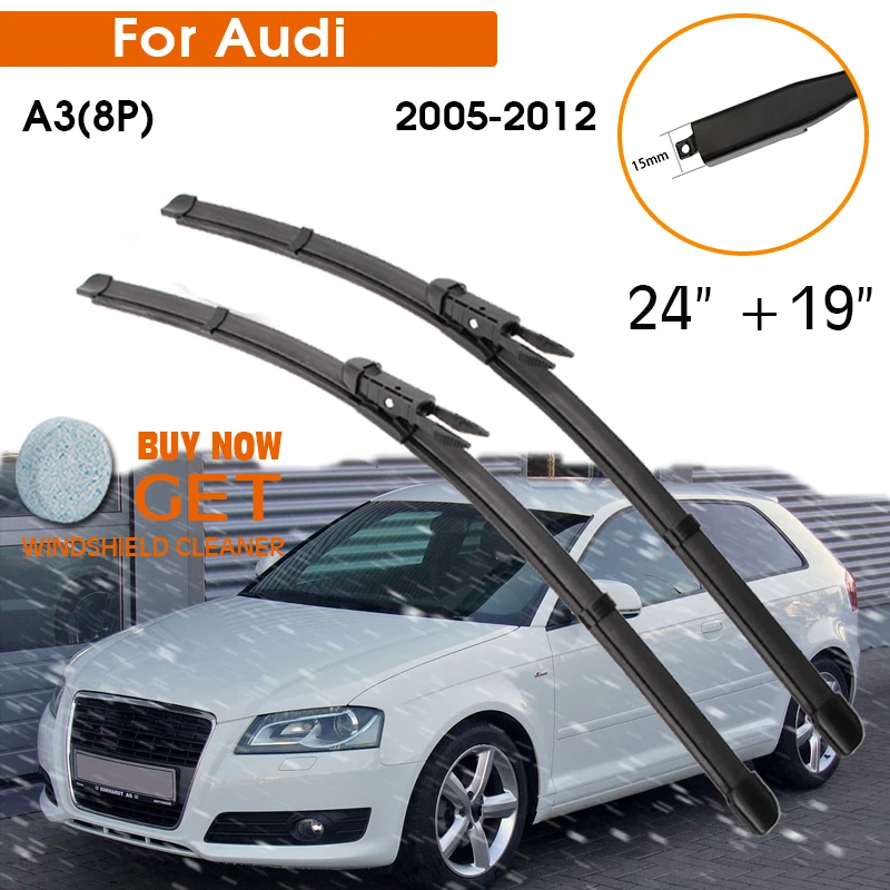 

Car Wiper Blade For Audi A3(8P) 2005-2012 Windshield Rubber Silicon Refill Front Window Wiper 24"+19" LHD RHD Auto Accessorie