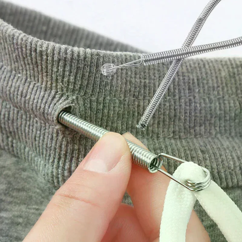 Bendable Spring Drawstring Threader Clip Pants Hoodies Elastic Band Lace Cord Flexible Drawstring Thread DIY