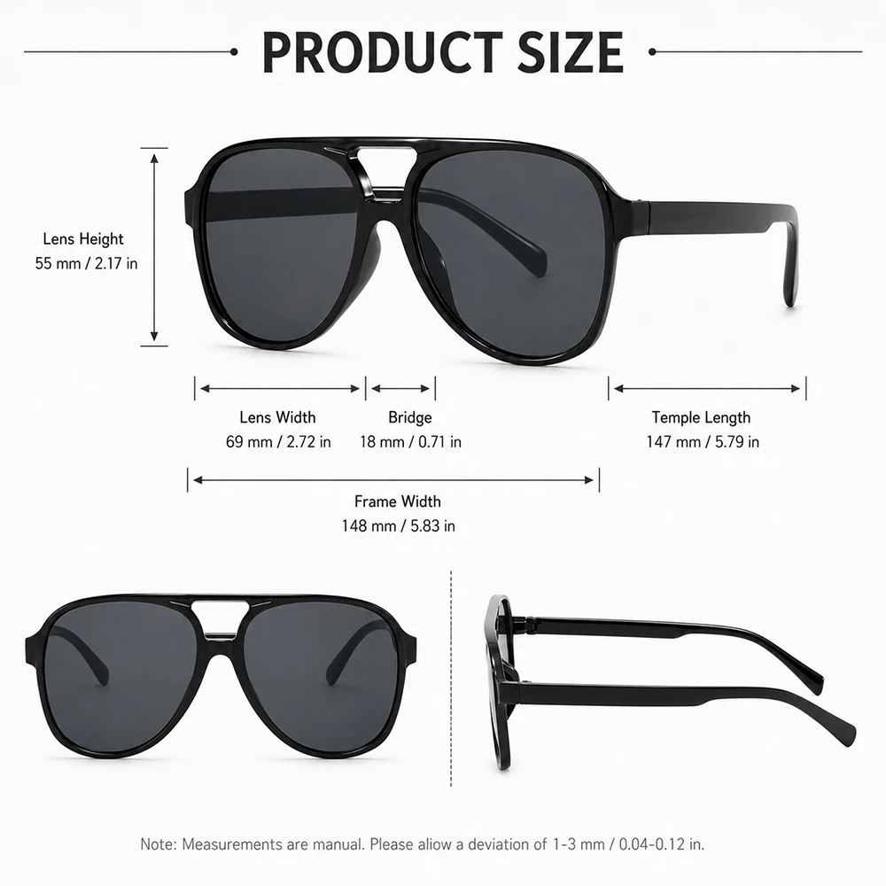 Vintage Oversized Aviator Sunglasses Women Men 70s Retro UV400 Protection Classic Large Frame Fashion Driving Sun Glasses image 6