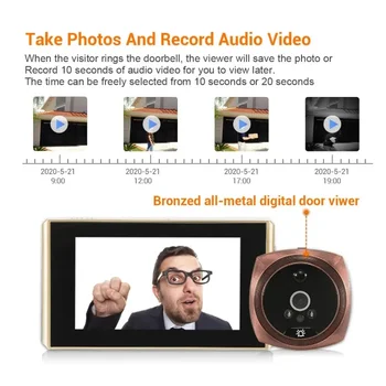 Door Video Surveillance Camera Motion Detection 4.3" Monitor Digital Ring Doorbell Video-eye Security Audio Recording