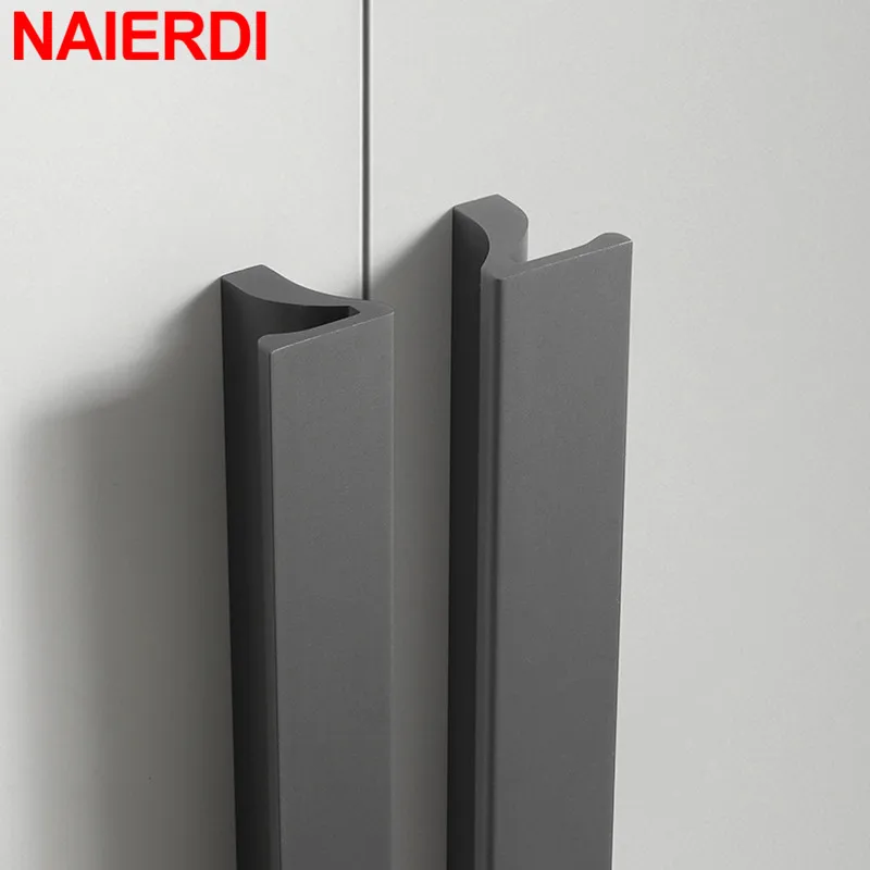 NAIERDI Luxury Brushed Gold Cabinet Handle Drawer Aluminum Alloy Long Furniture Handles Customizable Kitchen Cupboard Door Pulls