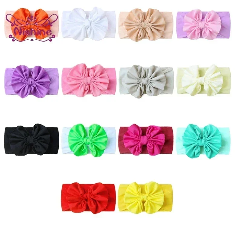 Nishine Infant Soft Elastic Wide Headband Fashion Handmade Bowknot Nylon Hairband Baby Girl Headwear Clothing Decoration