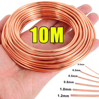 10M T2 Pure Copper Wire Round Coil Conductive Bare Copper Cable Wires for Electric Wire DIY Craft 0.3/0.5/0.8/1/1.2mm