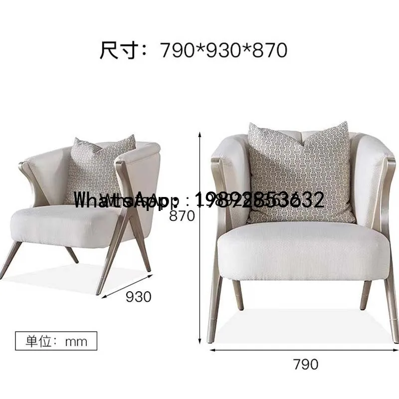 American Style Solid Wood Villa Living Room Single Sofa Chair Sales Office Discussion Rest Area Solid Wood Craftsmanship
