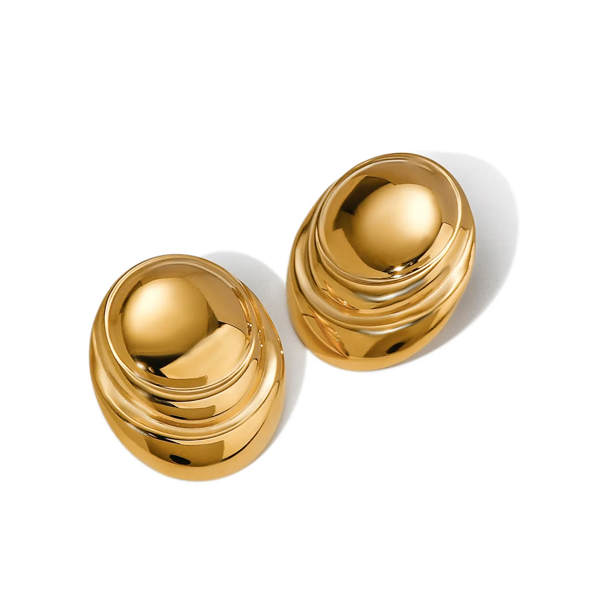 

Stainless Steel PVD 18K Gold Plated Tarnish Simply Button Earrings For Woman Jewelry Wholesale Summer Trendy