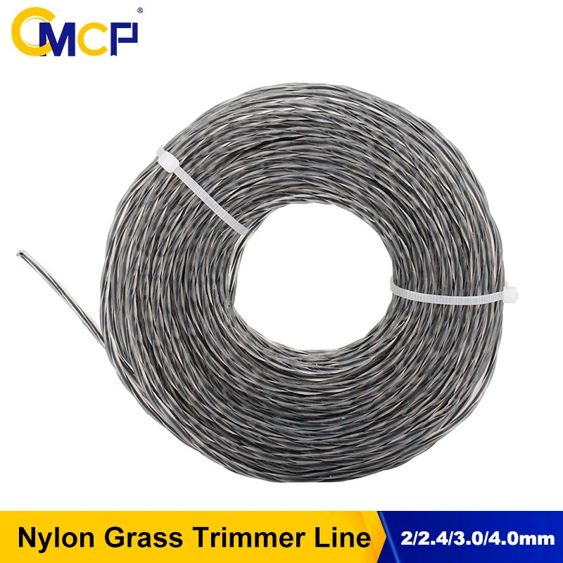 CMCP 2.0-4.0mm 15M 30M Spool Lawn Trimming Line Nylon Square Distortion Spiral Brush Cutter Rope Lawn Mower Head Accessory