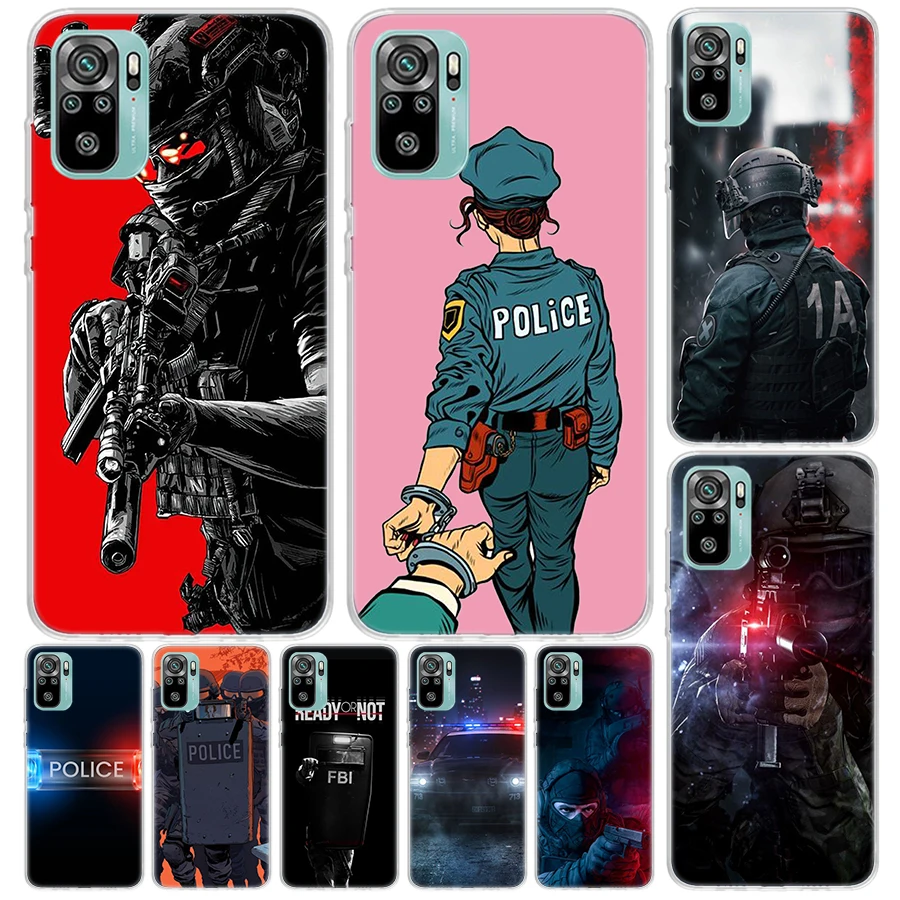 Police SWAT FBI Cover For Xiaomi Redmi Note 13 12S 12 11 11S 10S 10 Pro Plus Phone Case 11E 11T 9 9S 8T 8 + Print Coque Redmi No