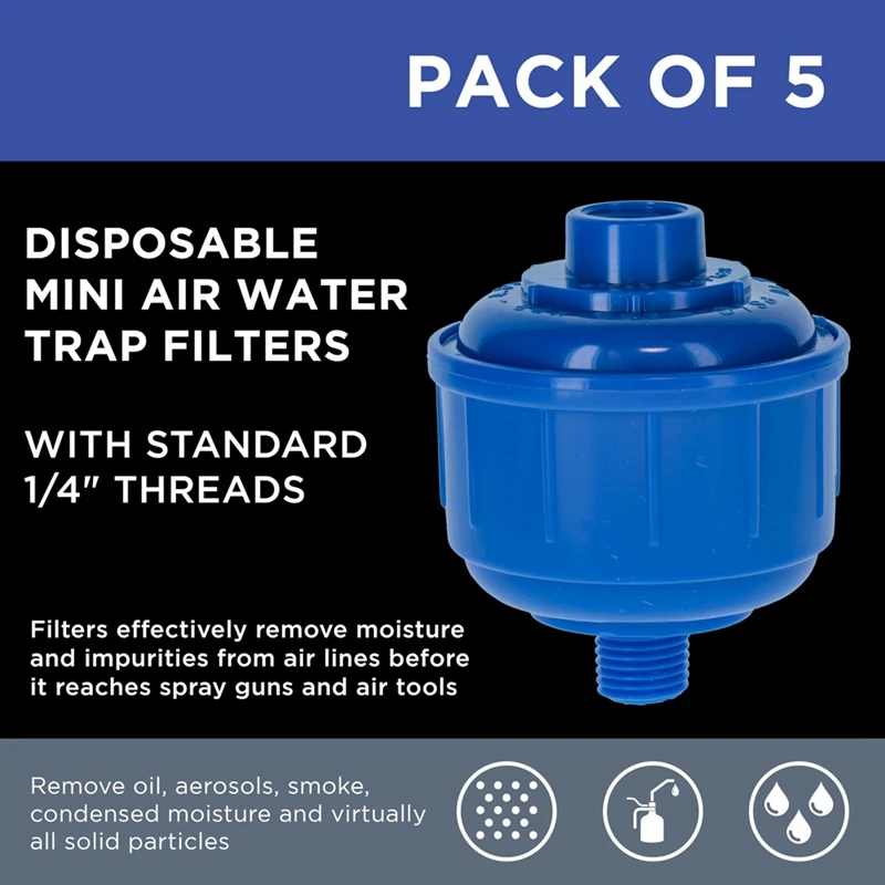 5Pcs Disposable Mini Air Water Filters Plastic Disposable Spray Filters Whirlwind Air Line Filter Red Paint Filter