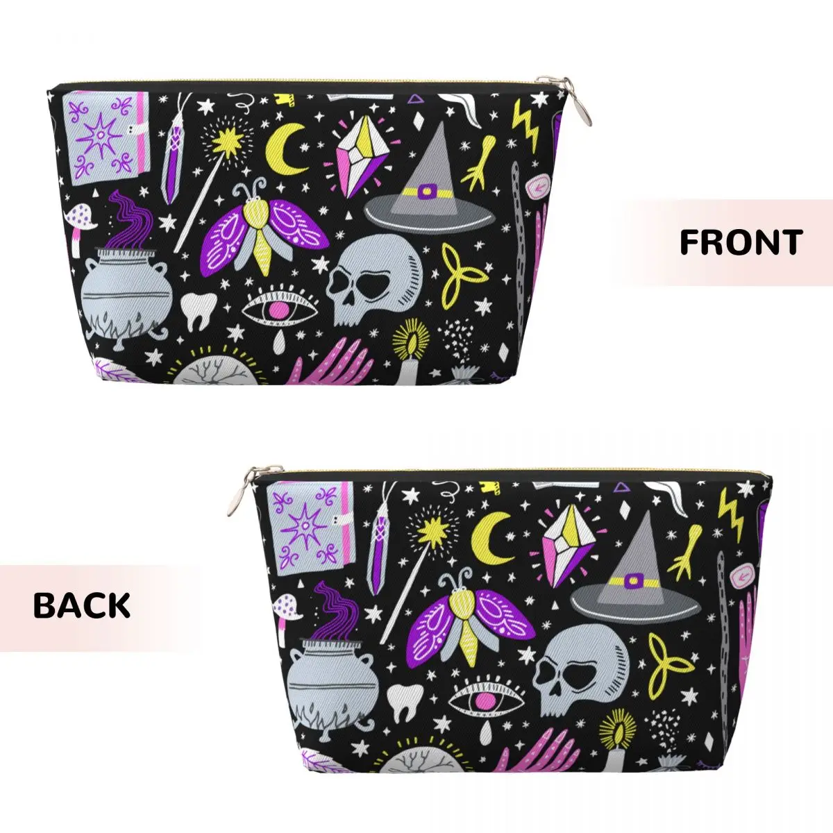 Custom Magic Witch Makeup Bag Women Travel Cosmetic Organizer Fashion Black Alchemy Bohemian Halloween Storage Toiletry Bags