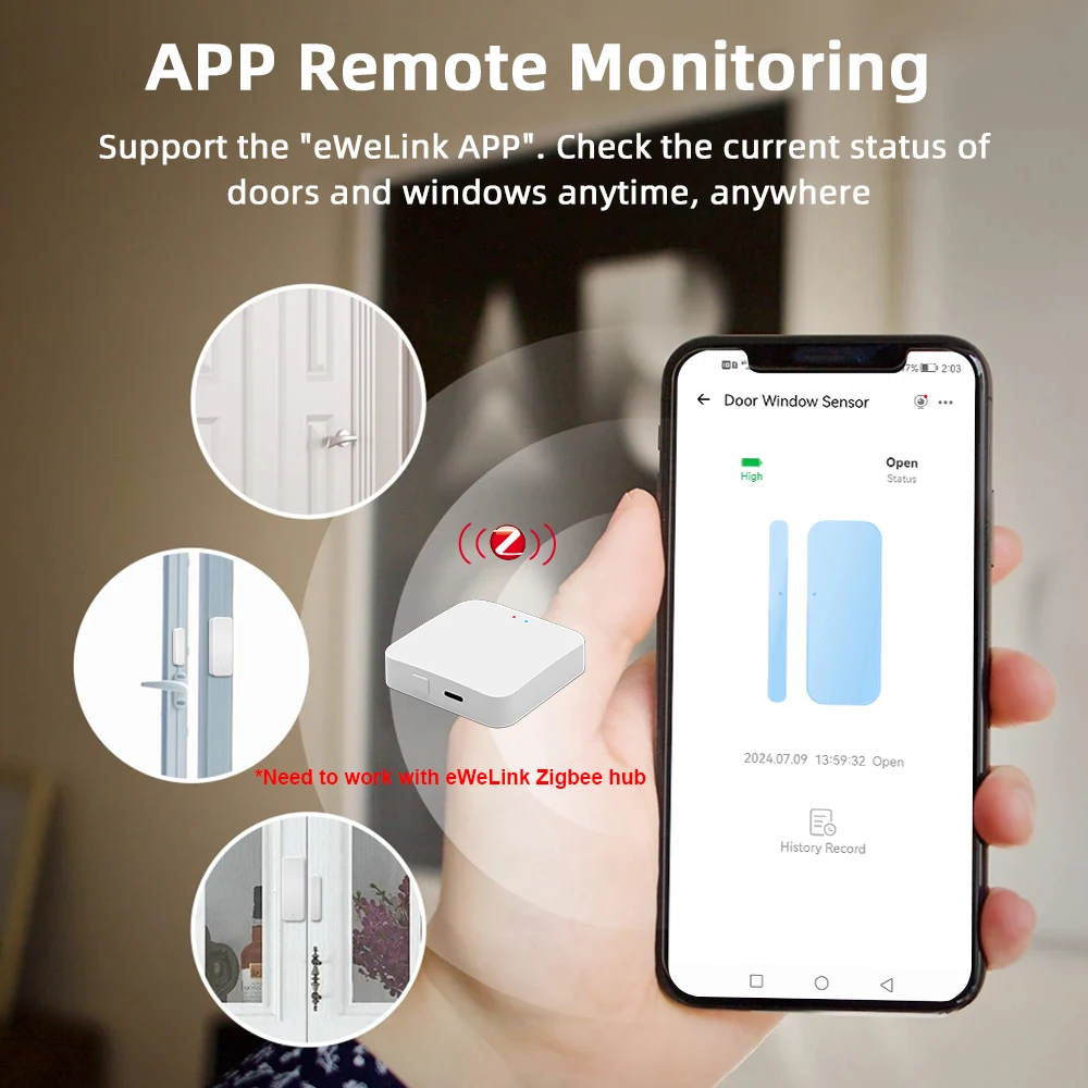 eWelink Smart Door And Window Sensor Zigbee 3.0 APP Remote Monitoring Home Security Support Alexa Google Assistant Yandex Alice