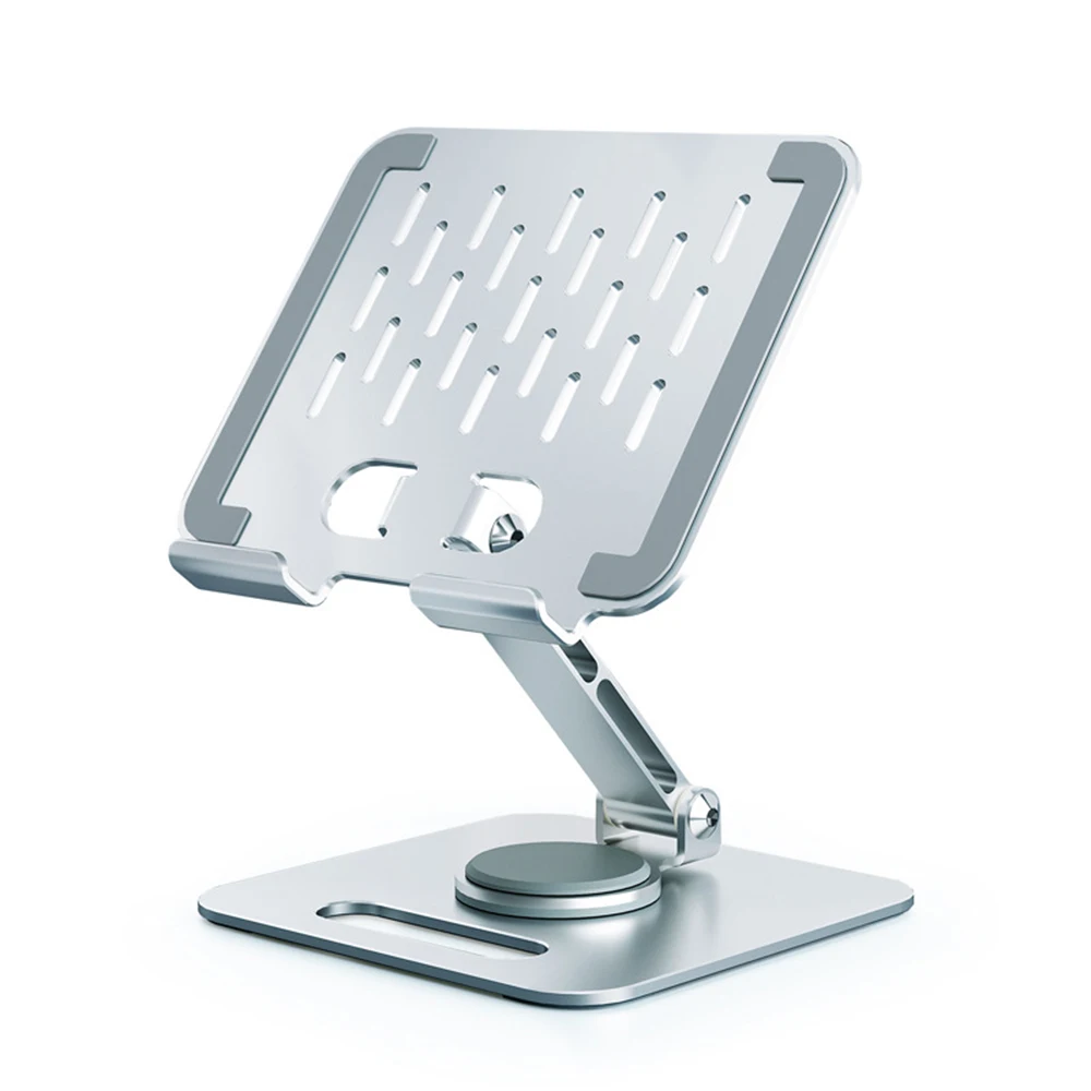 Tablet Stand 360° Rotating Aluminum Dual Rod Adjustable Foldable Holder for iPad Pro 13 12 Air Mini Laptop Phone E-Reader Desk