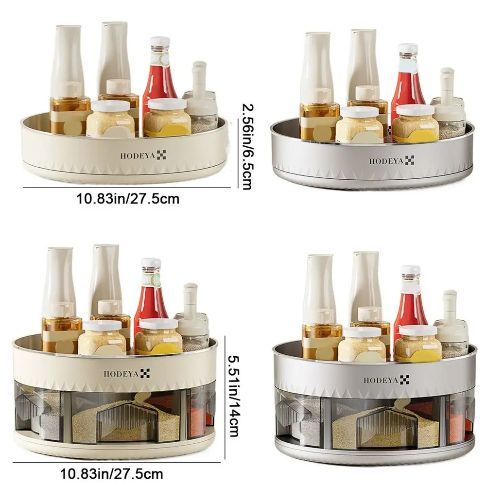 Plastic 360° Rotating Storage Tray Round Double-layer Spice Storage Rack Space Saving Large Capacity Cosmetics Storage Tray