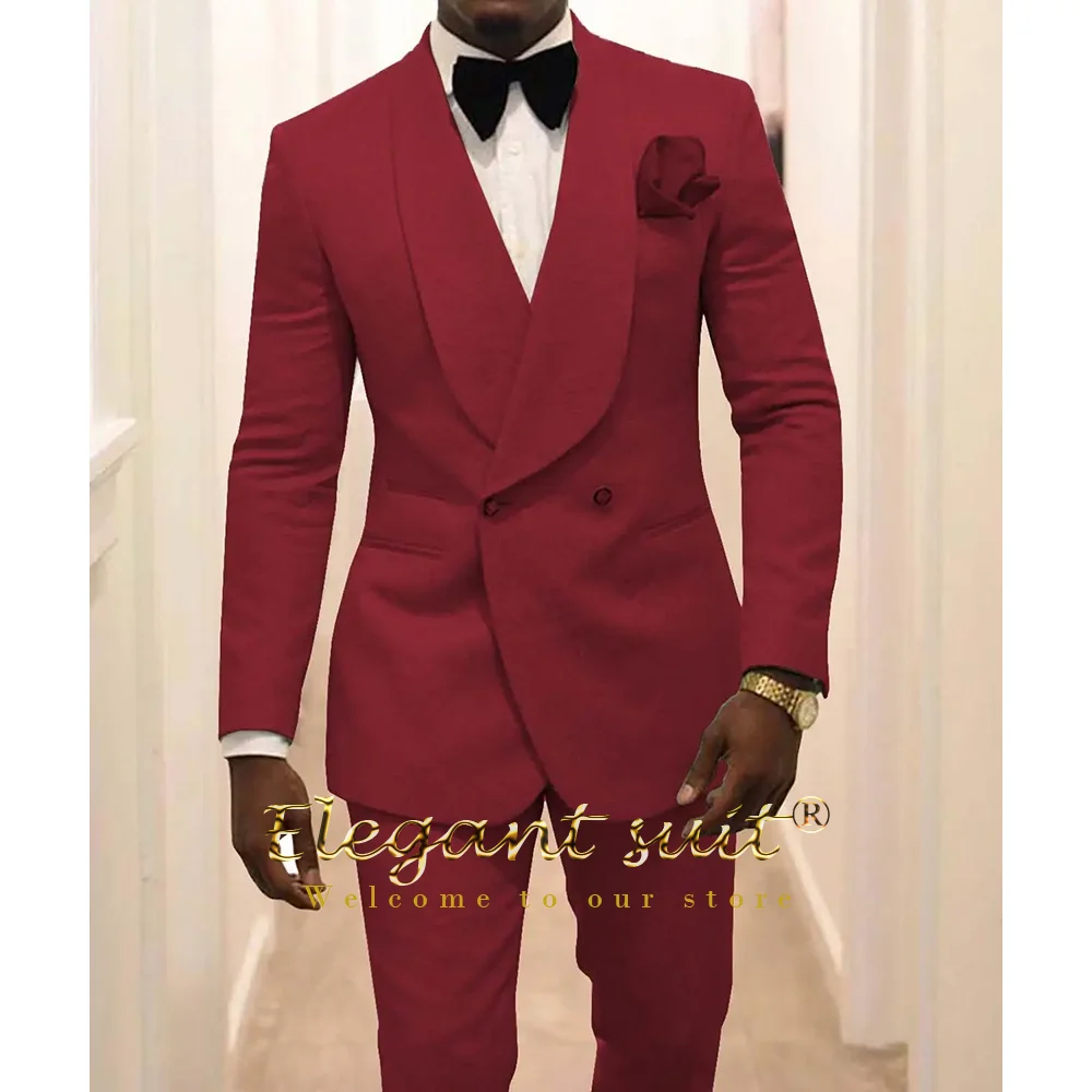 Men's shawl collar printed jacket trousers suit dress, suitable for wedding party celebration formal event custom tuxedo