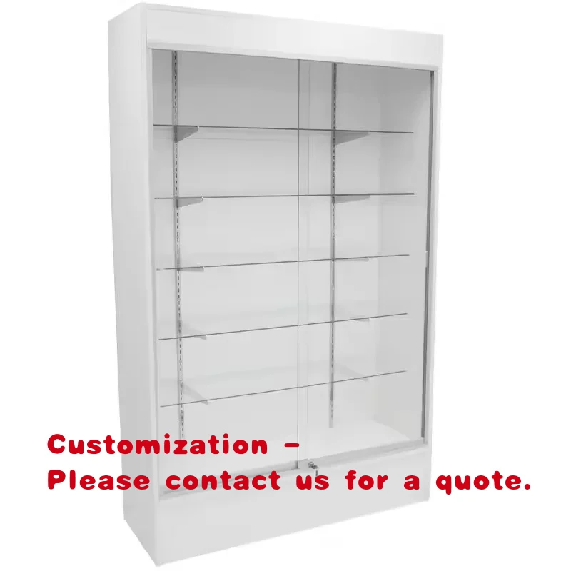 custom.HiKUYA Customizable Glass Display Cabinet with Led Lights Curio Storage Showcase with Lockable Sliding Door