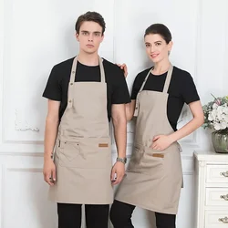 Waterproof Kitchen Aprons for Woman Men Chef Work Apron for Grill Restaurant Bar Shop Cafes Beauty Nails Studios Uniform