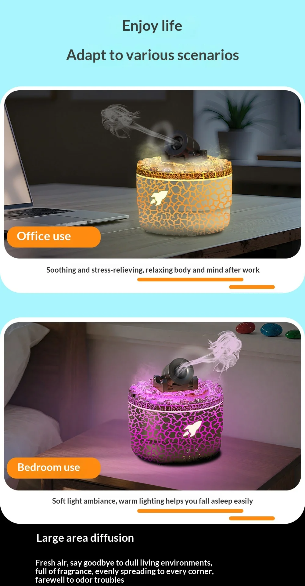 Crack Flame Aroma Humidifier Essential Oil Diffuser Cannon Blast Turret Aromatherapy Humidifier Aroma Diffuser Air Humidifier
