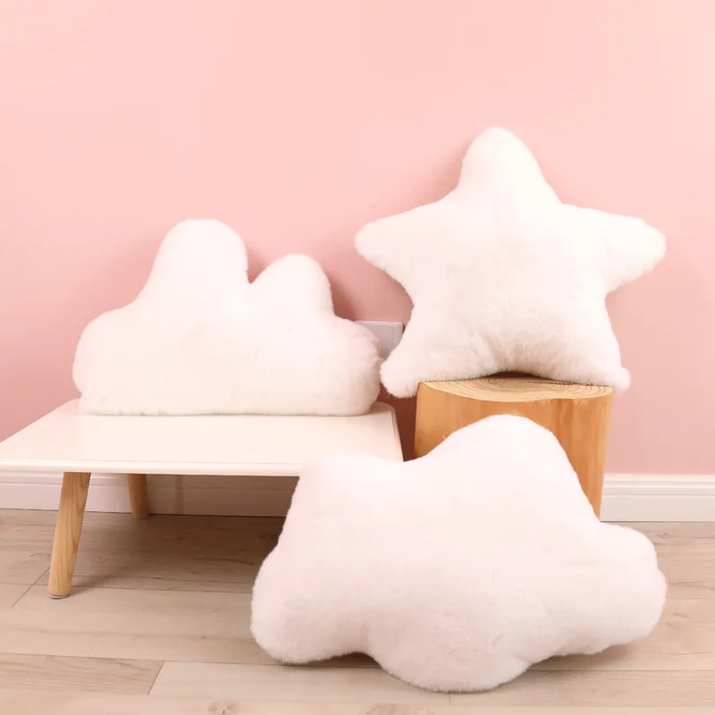 

Star Moon Heart Shaped Fur Pillow Decorative Room Cartoon Star Heart Crown Pillow Cushion Balls Cute Baby Pillows