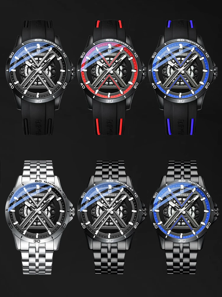 

42mm Sports Automatic Watch Stainless Steel Men's Luxury Watches Install Automatic mechanical Movement Transparent back Watches
