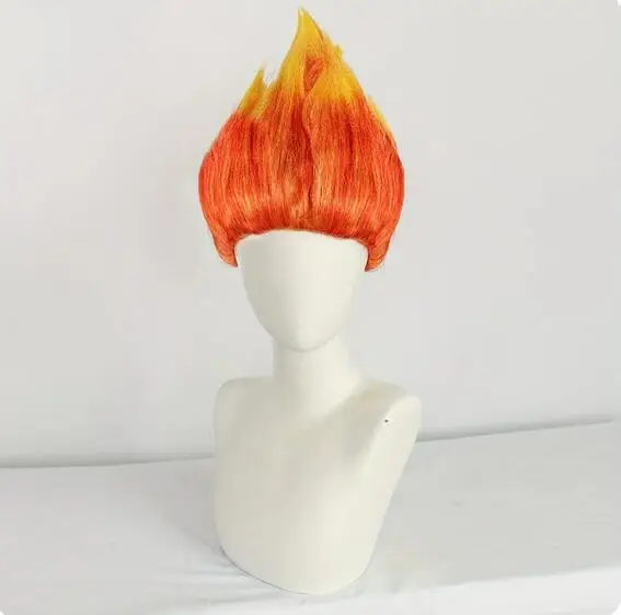 Flame Costume Synthetic Wig Pre-Styled Anger Fire Wig Two Tone Orange and Yellow Stylish Flame Wig Spiky Halloween