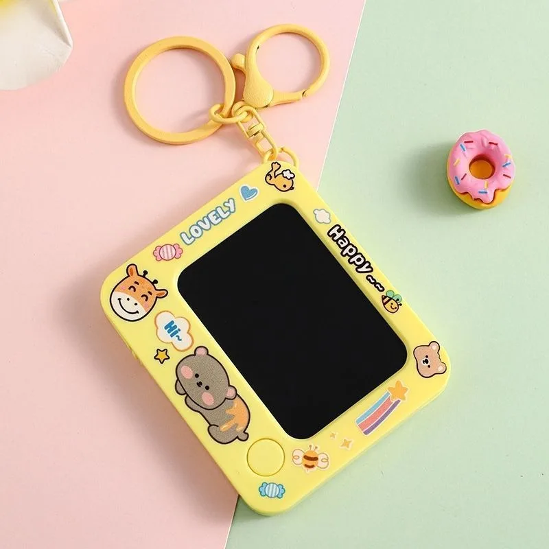 Cartoon Hand Painted Board with Keychain Cute Mini Animals Graffiti Drawing Board School Bag Pendant Cartoon Gift for Children
