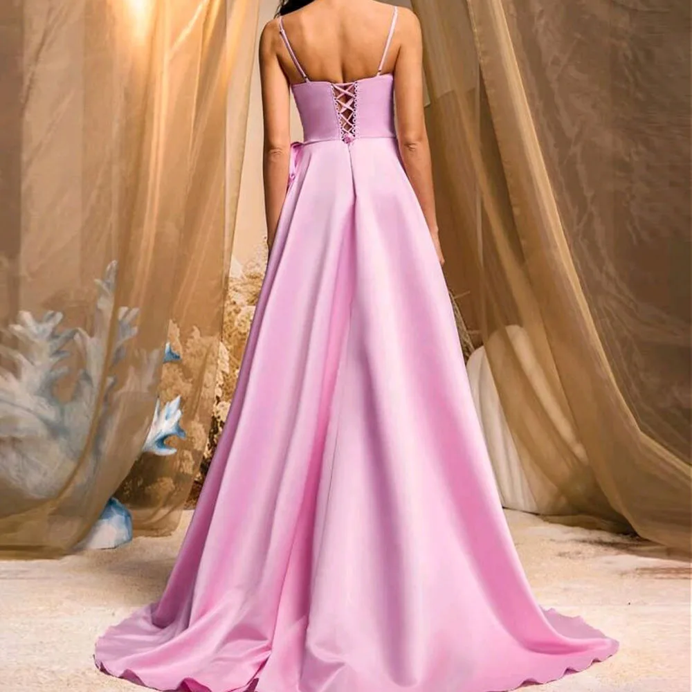 Maßgeschneiderte Meerjungfrau-Abendkleider, bodenlang, Spaghettiträger, ärmellos, Abendkleid, modisches Partykleid mit Kristallschleife und Pailletten