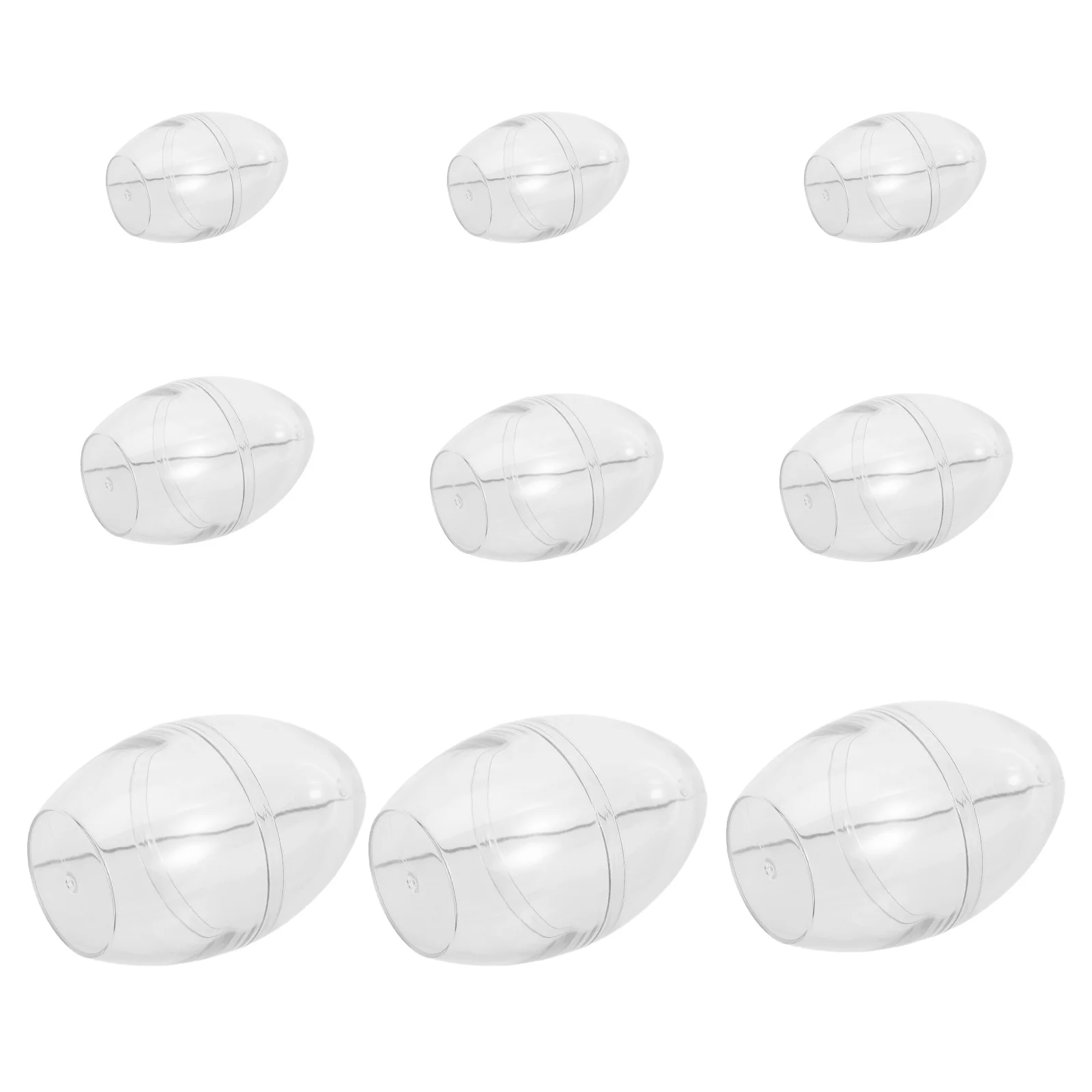 

9Pcs Transparent Flat Bottom Plastic Easter Eggs Fillable Treat Holders Candy Boxes Holiday Storage Containers Party Supplies