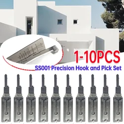 1-10pcs 2-in-1 Key Lock Decoder Stainless Steel Precision Tool SS001 O-ring Pickup Repair Kit Car Maintenance Hand MeasuringTool