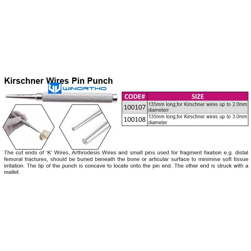 ‘K’/ ‘A’ Wire/ Small Pin Punch Veterinary Instrument equipments products small animal orthopedic surgical plates tplo vet supply