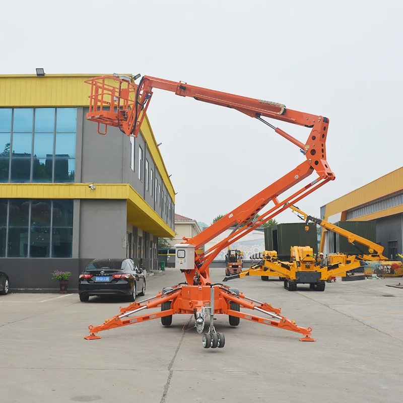 Heavy Duty Towable Articulated Boom Lift 18m 20m 230kg Hydraulic Spider Lift Trailer Mounted Aerial Work Platform360° Outriggers