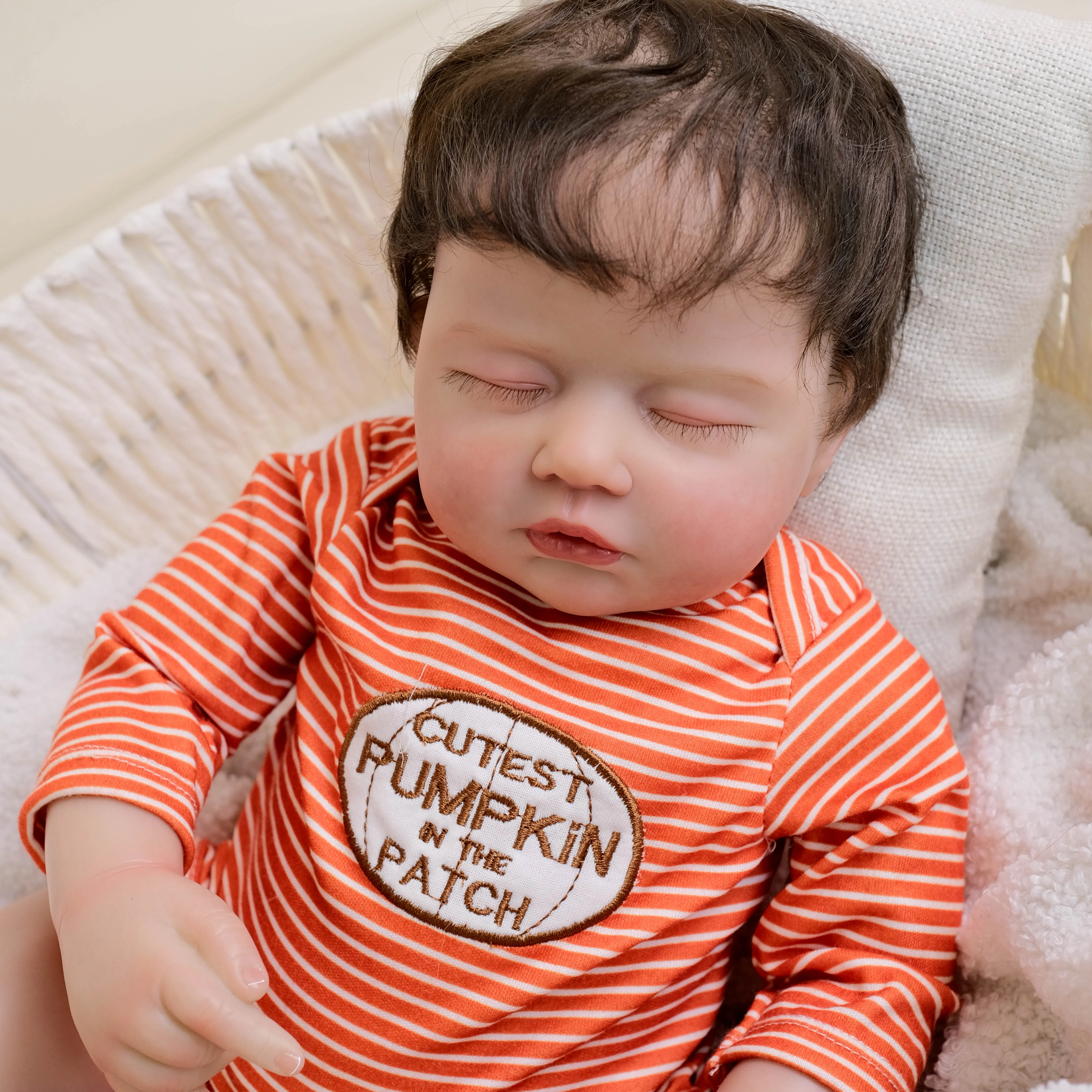 1PC 50cm/20 cali miękkiego silikonu śpiące odrodzone dziecko sztuka lalka dziecko zabawka dziewczyna realistyczna skóra 3D, prezent świąteczny