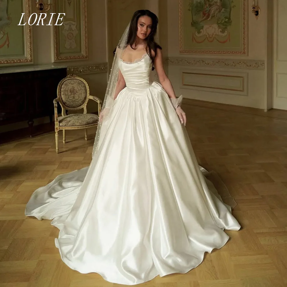 

LORIE Luxury A Line Civil Wedding Dress Gala Sweetheart Bridal Dresses Lace Sleeveless Engagement Wedding Gown Customized 2026