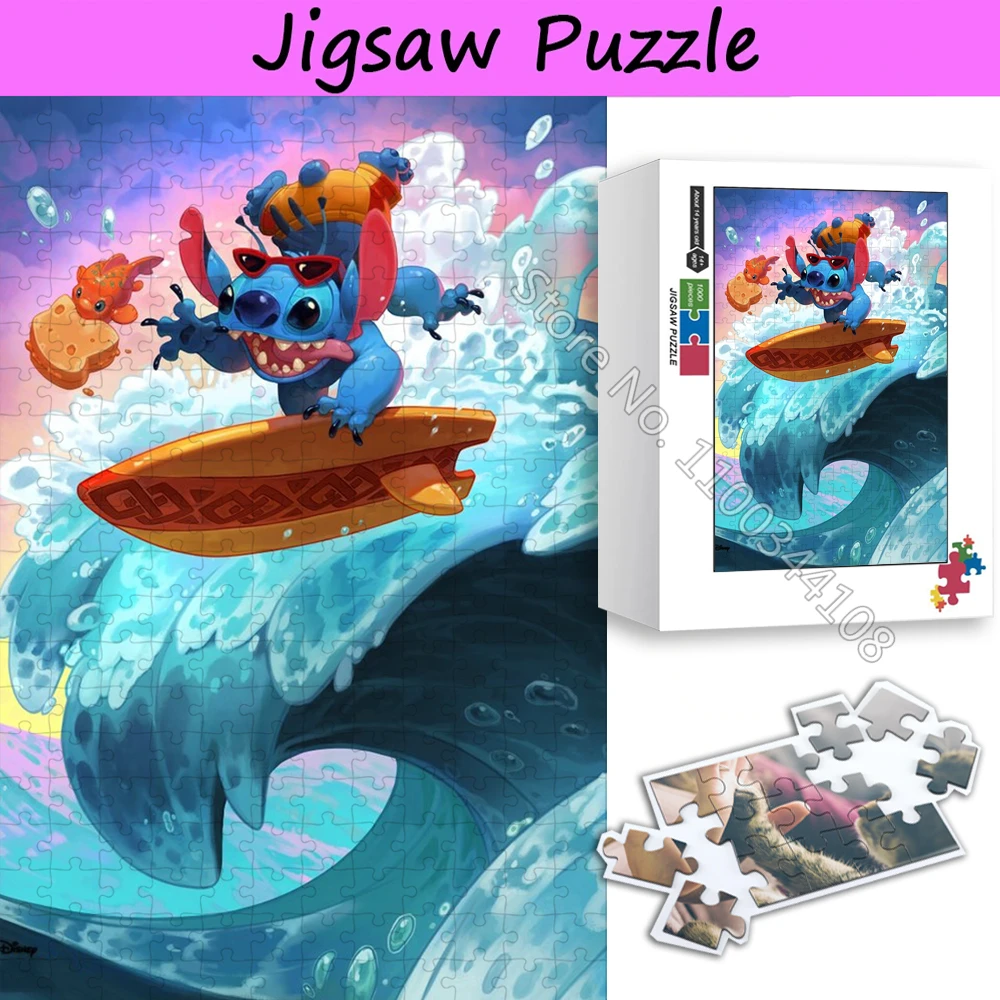 300/500/1000 Teile Disney Lilo & Stitch Puzzles Cartoon Anime Holzpuzzle für Erwachsene Dekompressionsspiel Handgefertigtes Spielzeug