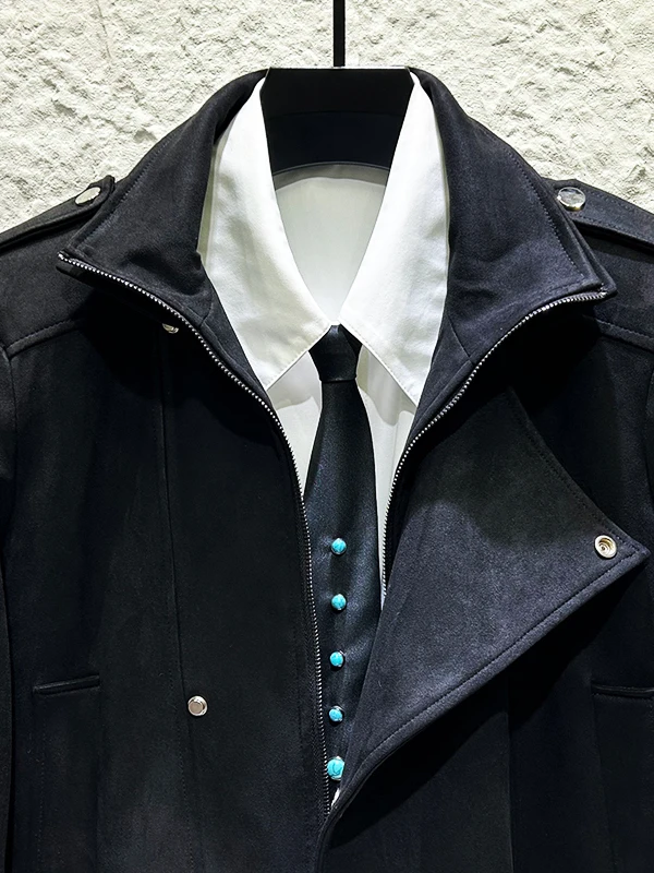 Men's 2025 Autumn Winter New Stand Collar Parkas Jackets Men's Trendy Handsome Motorcycle Retro Zipper Jackets Handsome Parkas