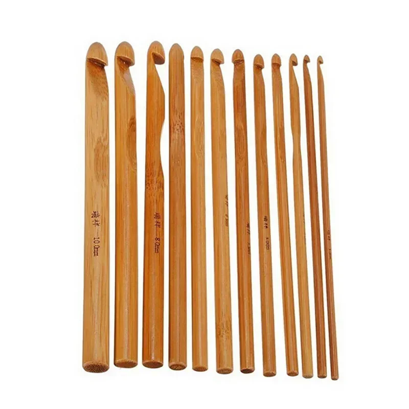 Bamboo Knitting Needle Set para Crochet doméstico, Ganchos redondos, Yarn Craft, Sweater Knitting Tool, 12 tamanhos