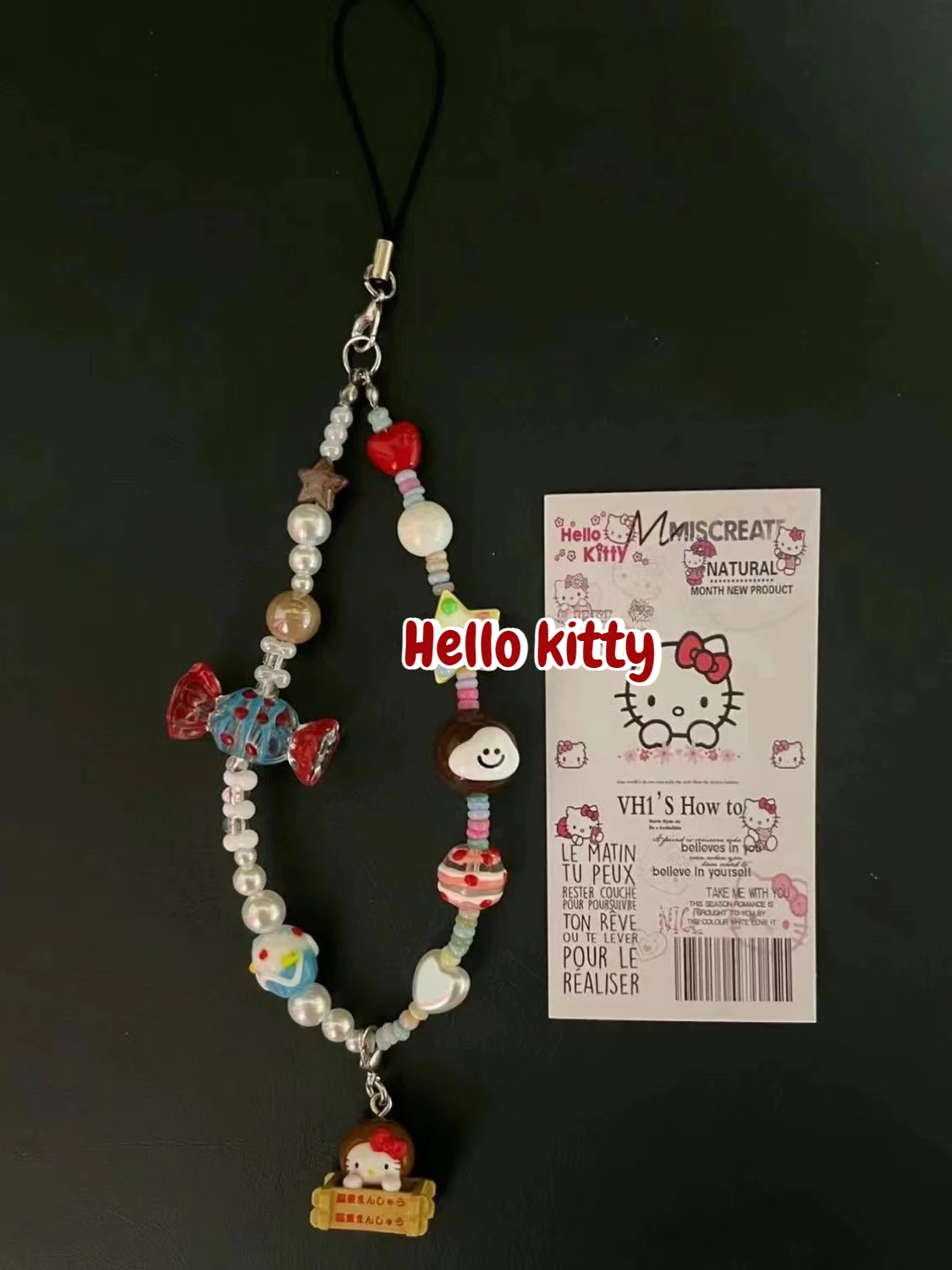 Sanrio HelloKitty for IPhone DIY Chain Lanyard  Strap Wrist Bead Cord Bracelet Keychain For iPhone Hanging Rope Cdd pendant