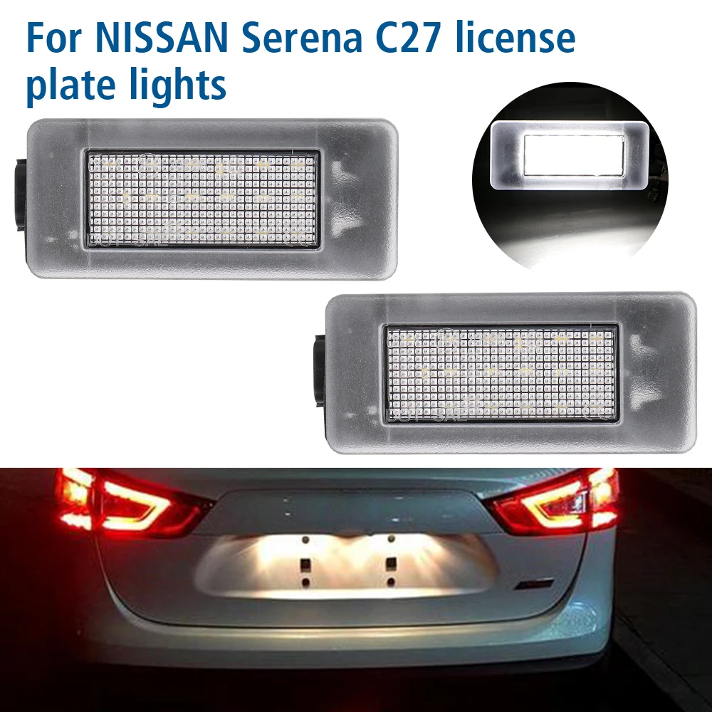 

18SMD LED Auto Accessories For NISSAN Serena C27 Car License Number Plate Lights 2Pcs License Plate Light